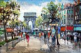 Scene Canvas Paintings - Paris Street Scene